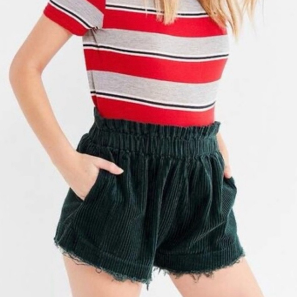 Urban Outfitters Dark Green Corduroy High Waist Shorts